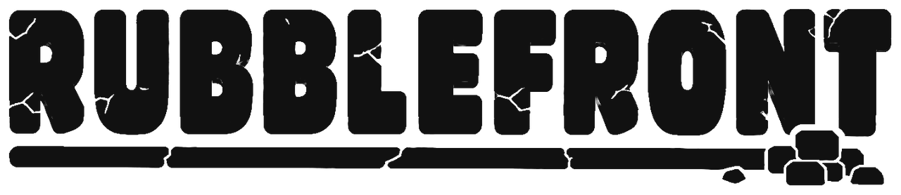 The RubbleFront logo in black, on a light background.